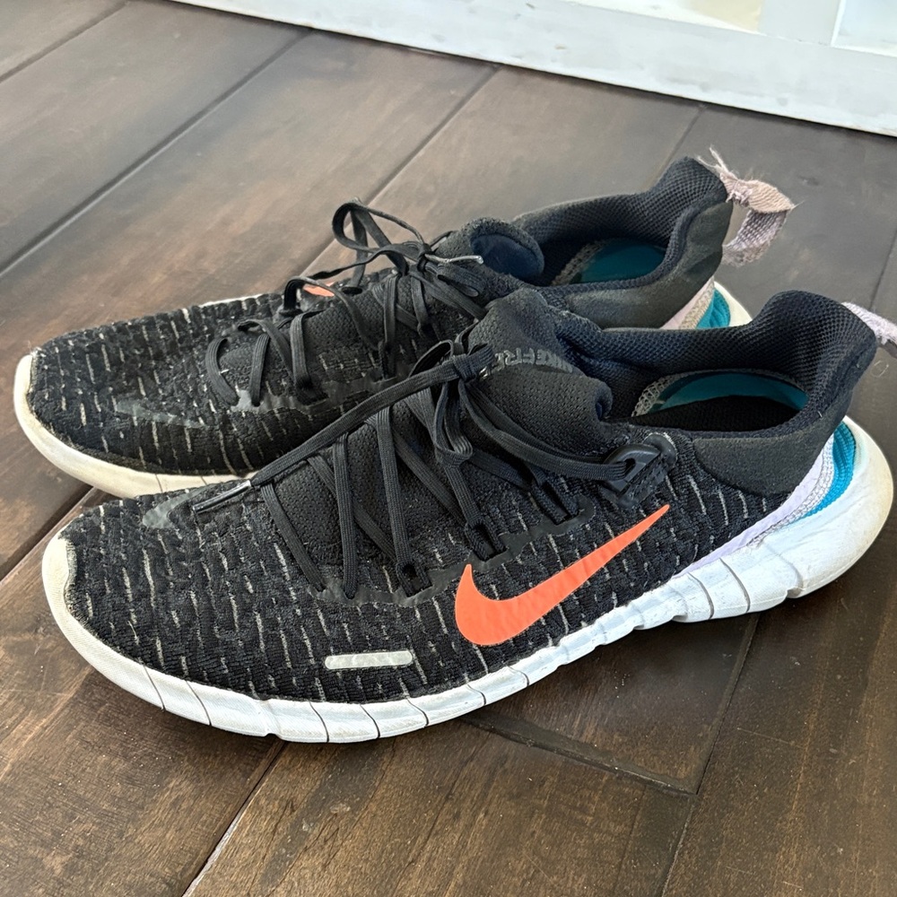 Nike Black and Orange Free Run Running Shoes